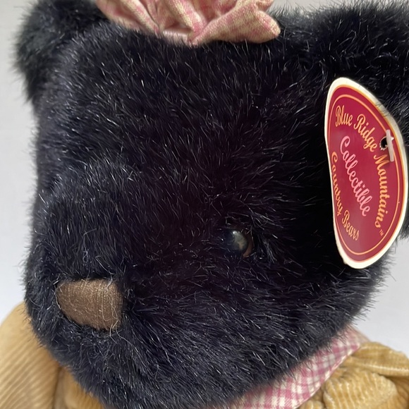 SKM Entreprises black teddy bear plush with corduroy dress vintage collectable. - Picture 9 of 12